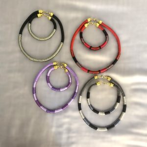 ست گردنبند و دستبند طنابی نخی