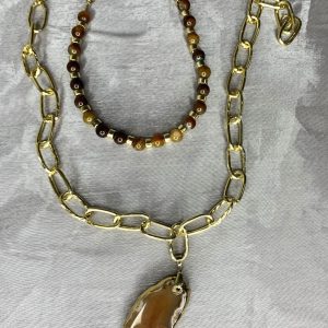 گردنبند عقیق دو ردیفه