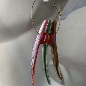 ست گردنبند و گوشواره صدف رنگی