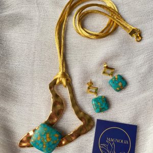 ست گردنبند و گوشواره فیروزه جورجینا