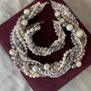 ست چوکر مروارید سه رنگ