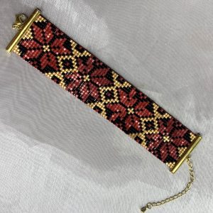 دستبند میوکی  قرمز مشکی طلایی