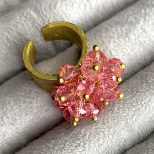 انگشتر شگی کریستال گلبهی