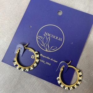 گوشواره میوکی حلقه ای سفید مشکی