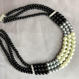 ست گردنبند و گوشواره مروارید سه رنگ