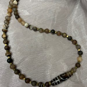 گردنبند مردانه عقیق تبتی